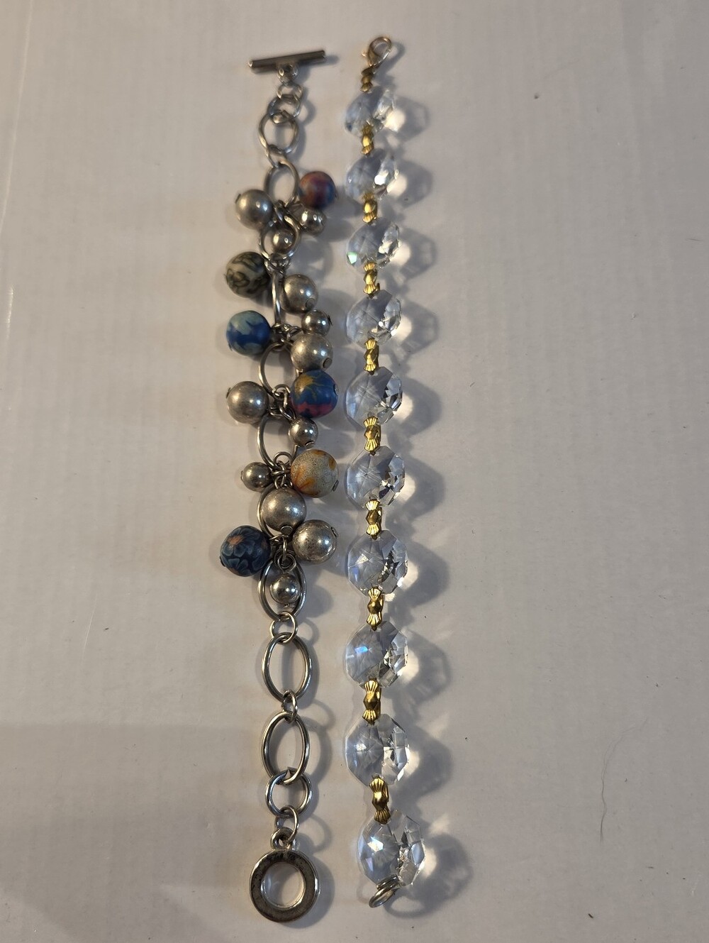 Multi-Bead Silver and Clear Crystal Bracelet Set